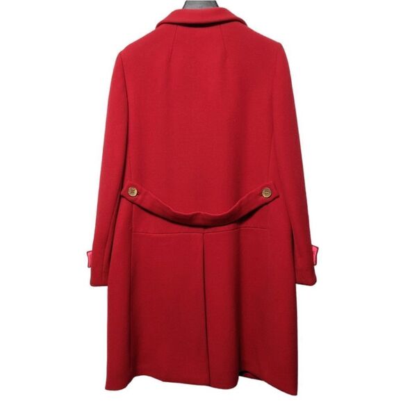 VINTAGE Crest Room Double Breasted Red Midi Coat L - Picture 5 of 8